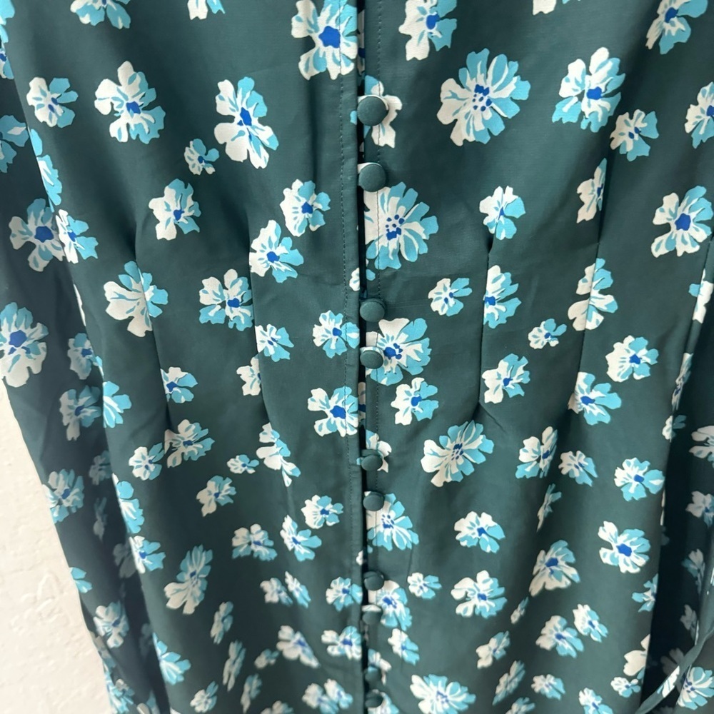 Outerknown Kira Maxi Dress Blue Green Riviera Esalen Bloom Size M - Picture 7 of 11